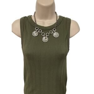 Paparazzi Womens Hypnotized Silver Tone Chain Necklace Rhinestone Statement BOHO